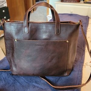Portland Leather Goods Medium Crossbody Tote in Coldbrew